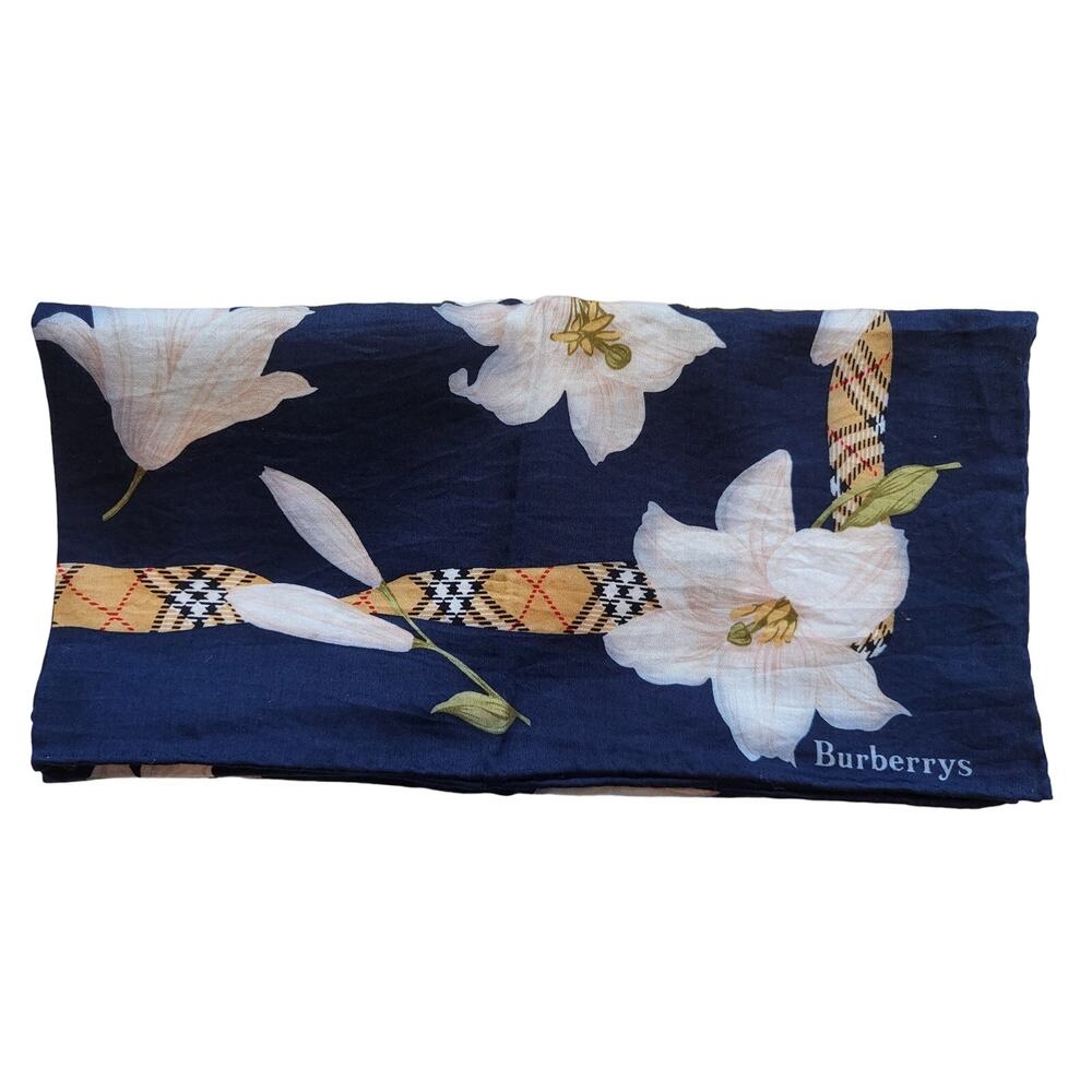 Burberrys Vintage Collector Classic Flowers Blue multicolor Handkerchief